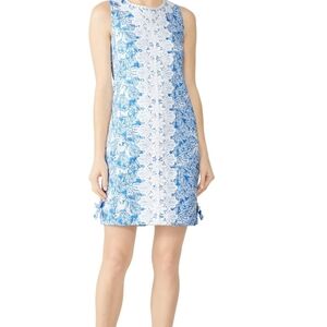 Lilly Pulitzer Blue and White Floral Dress Size M. Pre-Owned.